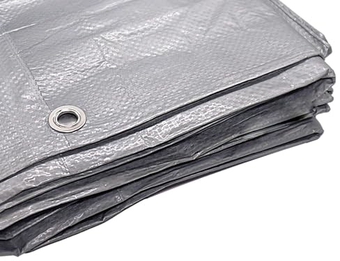 SKIR'CO Bâche grise imperméable 4 x 8 m - 110 g/m² - Avec œillets - Bâche de protection multifonction