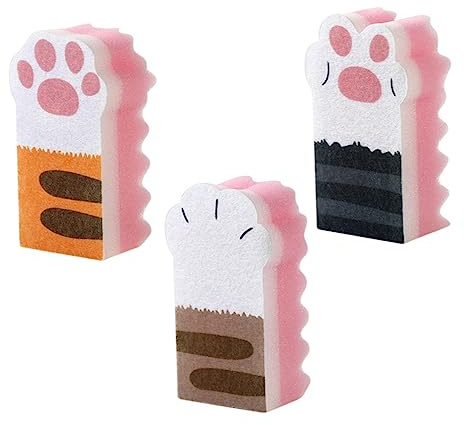 COLLBATH 3stücke Teiliges Küchen-spülschwämme Katzenkrallenform Extra Dicke Reinigungsschwämme Geschirrspüler Strapazierfähige Putztücher Für Töpfe Pfannen Und Oberflächen Kreativer Haushal
