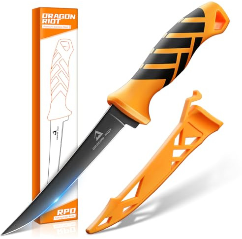 DRAGON RIOT Filetiermesser scharf Fisch, Edelstahl Fischmesser mit Scheide | 15 CM Fischfiletmesser mit Ergonomischem Griff, Scharfes Angelmesser für Fisch und Fleisch Geschenke für Männer