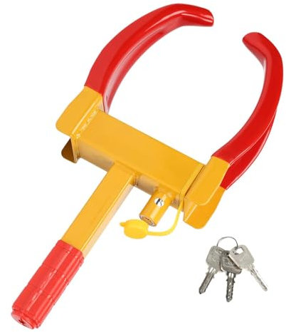 Wohnwagen Schloss, Parkkralle Auto mit Sicherheitsschloss und 3 Schlüsseln für PKW Wohnmobil Wohnwagen Anhänger, Reifenbreite 18-30cm, Motorrad Reifenkralle Wegfahrsperre Diebstahlsicherung