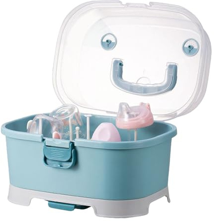 Almacenamiento de biberones – Estante de secado portátil extraíble a prueba de polvo, cajas de guardería de gran capacidad para almacenamiento de leche, alimentación de niños pequeños, de