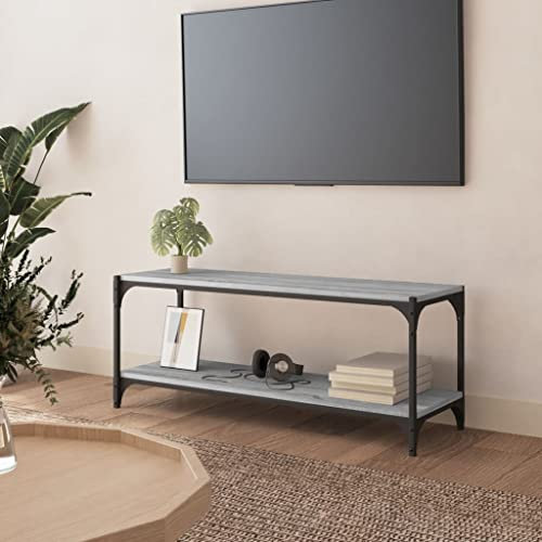Woonisher Meuble TV Sonoma Gris 100x33x41 cm Bois d'ingénierie et Acier Ensemble Meuble TV et Table Basse