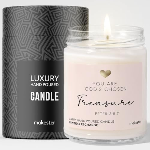 Gift for Christian - Luxury Soy Wax Candle - Vanilla, Jasmine, Sugared Almond - Makester