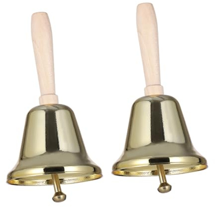 PHENOFICE 2piezas Campana De Mano De Metal Decorativa Campanas Navideñas Ruidosas Para Fiestas Instrumento Musical De Cascabeles