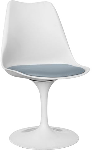 Iconik Interior Tulip Style Chaise de Salle à Manger - Chaise pivotante Blanche - Tulip Gris Clair