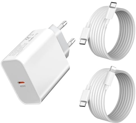 45W Cargador USB C y Cable para iPhone 17 Pro MAX 16 15 14 13 Carga rápida | 17 Pro/16/16e/16 Plus/15/14 13 12 iPad 11 A16 2025 9.7 10.5 12.9 M4 Generation/Air 13 11 /Mini,Samsung S26 S25 Tipo C Enchufe