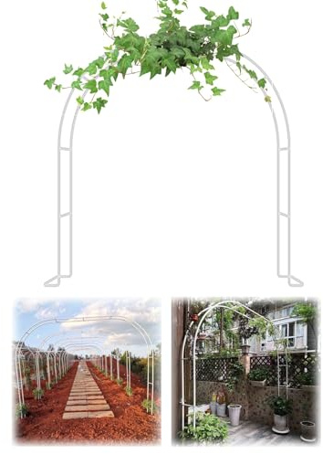 Arche de jardin en métal pour roses - Arche de mariage, treillage de plantes grimpantes, pergola blanche avec base pour une utilisation en intérieur/extérieur, taille : 200 x 230 cm (l 8-350 cm)