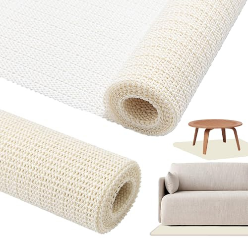 YYMT 3 Pezzi Antiscivolo per Tappeti, Sottotappeto Antiscivolo Tagliabile (30x50/70x140/100x200 cm), PVC Tappetino Multiuso per Cassetti, Moquette Cassetti Ripiani Materasso Divano, Colore Avorio