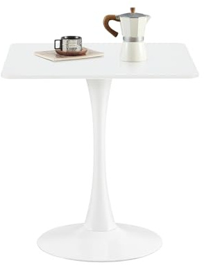 buybyroom moderner Esstisch 70x70 quadratischer Tisch Küchentisch Kleiner Esstisch mit Metallbeinen geeignet für Wohnzimmer Esszimmer Balkon, weiß