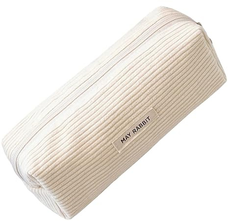 Milchweiß Mäppchen,Aesthetic Etui,Mäppchen Cord-Stoff,Schüttelpenal,Federtasche,Stiftetasche,Supplies Stiftemappechen,Schulmäppchen Federmappe,Schulsachen,für Schule,Teenager,Back To School Clean Girl