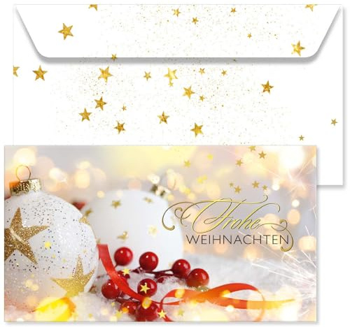 GESCHENKGUTSCHEINcom - 50 Blanko Gutscheinkarten mit Umschlag - Formular/Vordruck Weihnachten Unternehmen, weihnachtlich X12033-1-50