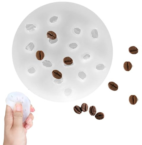 Stampi in silicone per cottura al forno, stampo in silicone per chicchi di caffè da 2, 8 pollici di diametro, stampo realistico per chicchi di caffè facile da pulire per candele, saponi e cioccolatini
