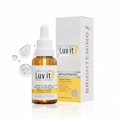 Luv it! Vitamin C Serum 10% – Gesichtsserum mit Niacinamid, Hyaluronsäure & Panthenol – gegen Pigmentflecken & Pickelmale – für strahlende, ebenmäßige Haut, 30 ml