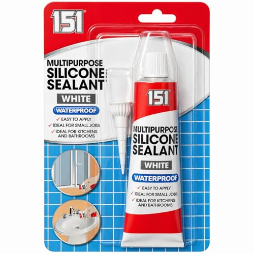 151 White Multipurpose Silicone Sealant 70g – Waterproof Sealant for Kitchen & Bathroom, Sink, Shower & Tiles, Easy Apply Adhesive for Small Jobs, Gap Filling, Leak Repair, Window Sealing