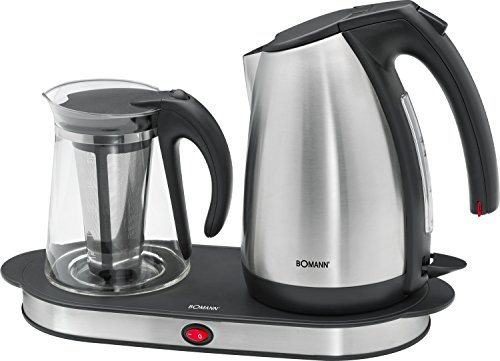 Bomann TKS 1311 CB - Hervidor de agua eléctrico, tetera y cafetera, capacidad de 1,7 l, 2250 W, color negro y plateado