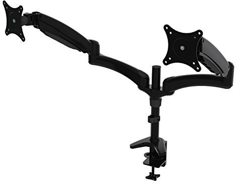 HFTEK – Monitorarm TV Halter DeskMount Tischhalterung für 2 Bildschirme von 15 bis 27 Zoll – VESA 75/100 – DS124D (schwarz)