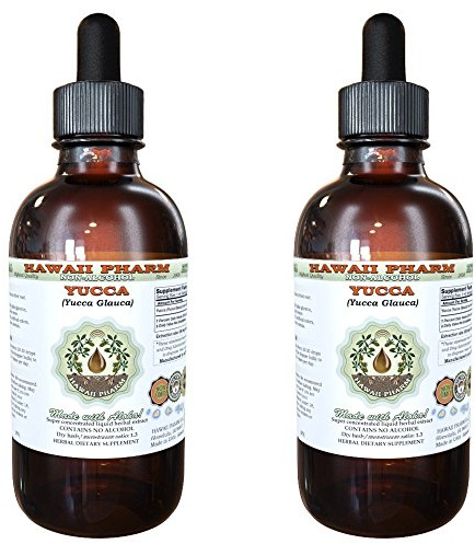 Hawaii Pharm Yucca Alcohol-Free Liquid Extract, Yucca (Yucca Glauca) Dried Root Glycerite Natural Herbal Supplement, USA 2x2 fl.oz