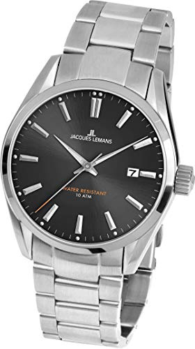 JACQUES LEMANS - Armbanduhr Date Derby - Quartz Uhrwerk - Gehäusedicke: 8.5 mm - Edelstahl - 10 ATM