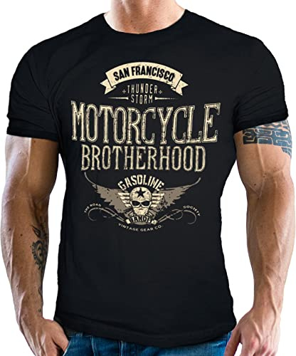 Biker T-shirt racerdesign: Motorcykel Brotherhood, svart, XL