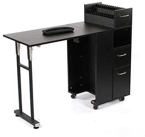 Urbanity Compact Foldable Folding Nail Station Salon Manicure Table Desk black