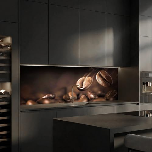 Dedeco köksbakvägg motiv: Kaffe V1, 3 mm, akrylglas som stänkskydd för köksväggen, väggskydd, dekorativ vägg vattentät, 3D-effekt, alla underlag, 240 x 60 cm