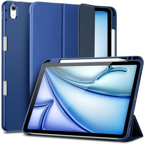 ESR für iPad Air 11 Zoll M3/M2 Hülle, iPad Air 7/6/5/4 Hülle (2025/2024/2022/2020) mit stifthalter, 10,9 Zoll Case, Flexible Weiche Hülle, Rebound Serie, Dunkelblau