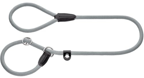 Hunter Retriever-Hundeleine Freestyle EIBY, Farbe: grau, stufenlos verstellbar, integrierte Halsung, Robustes, wetterfestes Polyamid-Tau, pflegeleicht, mit Lederkappen, griffig, Größe: 8/170