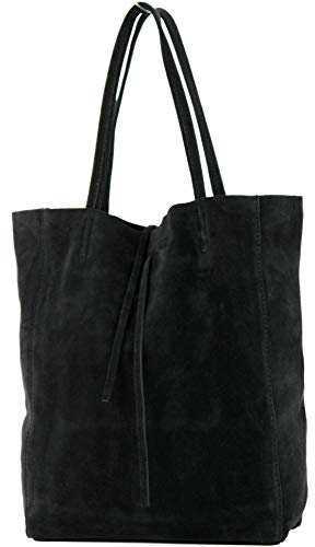modamoda de T163 Damen Leder Shopper Schultertasche, handmade in Italy