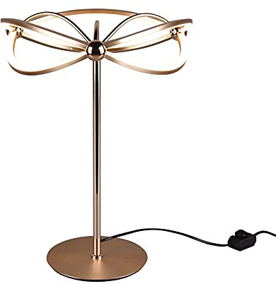 Trio-Leuchten Charivari 521210108 Lampe de table LED en métal et laiton mat avec variateur rotatif 26 W