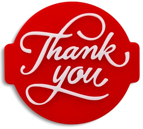 1066 Factory 'Thank You' Embosser Stamp for Icing Fondant Frosting Sugar Paste Cupcake Cake Cookie Baking Decoration (Pattern 1)