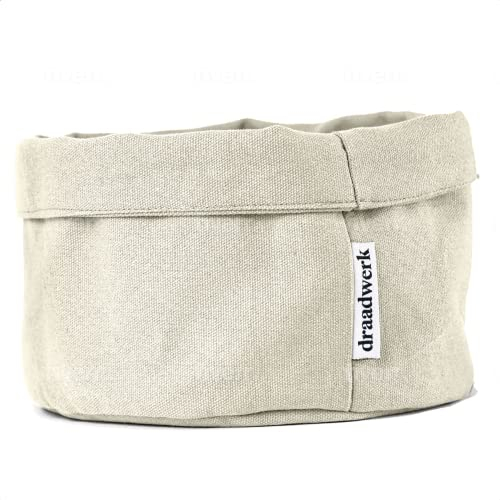 Cestino per pane in tessuto cestino per panini cestino per la colazione cesto portaoggetti in 100% cotone per la colazione il ponticello il fasciatoio la conservazione e le festività (Nature Beige)