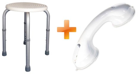 Tiga-Med Duschhocker + Haltegriff Anti-Rutsch Bad- und Sanitärbereich, Duschgriff Badgriff Duschstuhl Badhocker