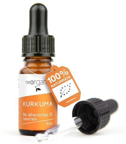 NeoOrganic® BIO Kurkumaöl (Curcuma Longa) zum Aromatisieren und Würzen von Speisen und Getränken - 100% naturreines ätherisches BIO-Öl - 10 ml