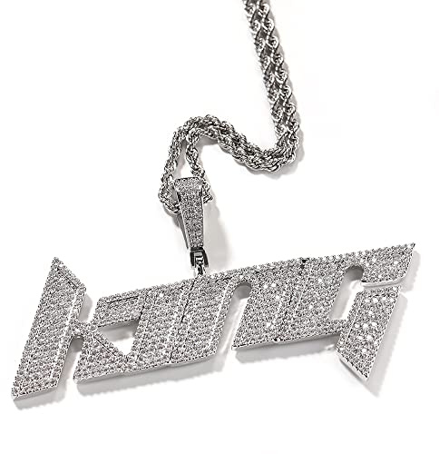 ZqlDDayUP Benutzerdefinierte Name Anhänger Halskette Iced Out Kette für Männer, Hip Hop Custom Diamantkette Personalisierte Anfangsbuchstaben Anhänger Halskette mit Seil/Tenniskette für Damen Herren