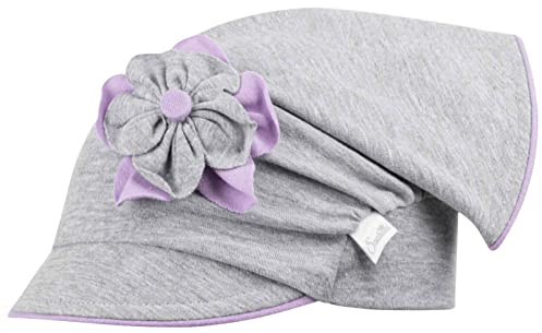 Smarilla Mädchen Mütze Schirmmütze Kopftuch Schildmütze Sommer Baumwolle, Bekleidungsgröße: 50-52, Farbe: Grau-Lila