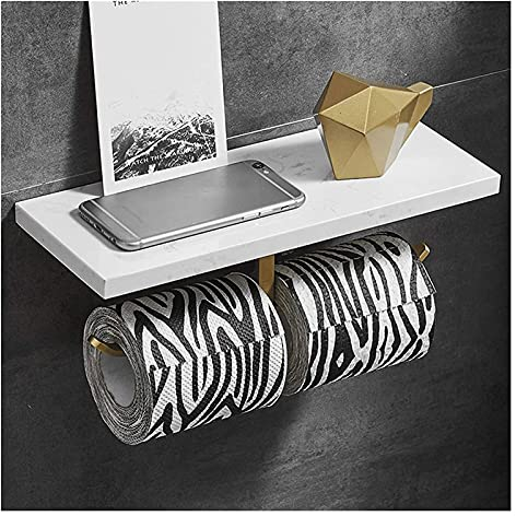 Klopapierhalter ohne bohren Toilettenpapierhalter, Marmor-Taschentuchhalter, doppelter Toilettenpapierhalter mit Telefonablage, Toiletten-Wandhalterung, Rollenpapierhalter for Badezimmer Toilettenpapi