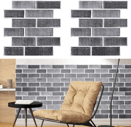YIDM 3D Wandpaneele Selbstklebend Tapete Steinoptik 10 Stück Steinoptik Tapete 30 x 30cm,3D Wandpaneele Selbstklebend, Steintapete Wandaufkleber für Wohnzimmer Schlafzimmer Badezimmer Küche, Grau