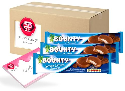Pere's Candy Bundle für BOUNTY Kekse gefüllt 4 x 132g Soft Baked Cookies + Pere's Candy Notepad DIN A7-25 Blatt