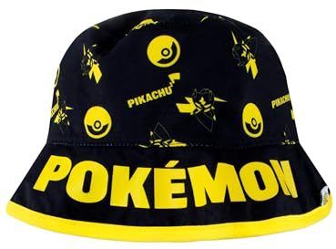 Pokemon Mütze | Reversibel Fischerhut Für Jungen | Pikachu Kappe | Offizielle Pikachu Merchandise | Schwarz | One Size