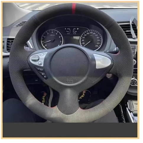 Hand Nähen Auto Lenkrad Abdeckung Für Nissan Für Sylphy Für Teana Für X-Trail Für Qashqai Für Murano Für Terra Für Kicks Wildleder Plüsch Lenkradbezug Auto Lenkrad Bezug Lenkradbezug Leder (Farbe : 4