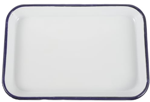 PACKOVE Plateau De Service Rectangulaire Classique En Métal Émaillé Palette De Plateau Support De Fournitures D'art Vintage Organisateur De Table Pour Le Stockage Des Aliments