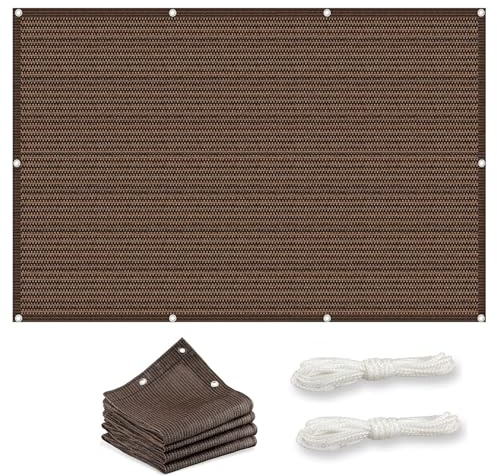 Sonnensegel Balkon Markisenstoff 0.9 x 6 m Windschutz Zaunblende Sichtschutz Sonnenschutz Tuch mit Ösen UV Schutz Wetterbeständig Ohne Bohren für Balkon Garten, Braun
