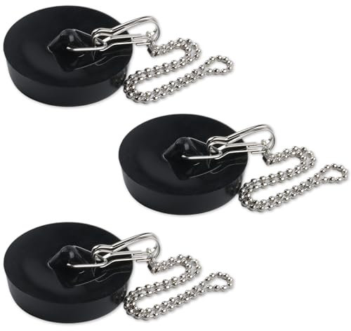 3 Pcs Kitchen Sink Plug Replacement, Bathtub Plug Drain Stopper Set, Bathroom Sink Plug Replacement Bath Plugs with Chain for Bathroom Bathtub Kitchen Sink Wash Basin Sink Plugs, 42mm to 45mm