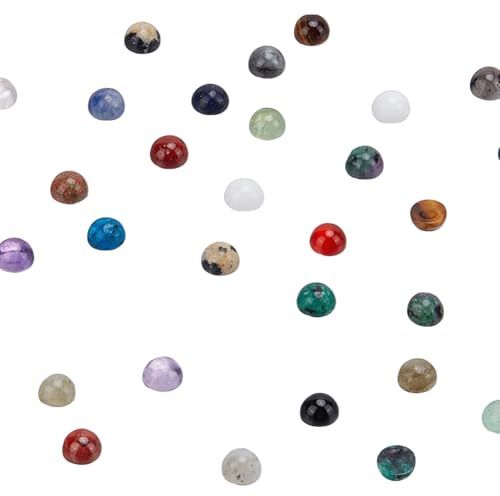 PH PandaHall 40PCS 4 mm Edelstein Cabochons, 20 Styles Half Round Flatback Cabochons Stein Quarz Kristall Kacheln Cabochons für Ohrring-Halskette-Armband-Schmuckherstellung