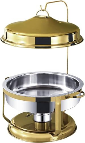 GYDUHYE Edelstahl-Scheuerschalen-Set – Buffet-Servierer mit Aufhänger, Wasserschalen und Lebensmittelpfannen für Partys, Buffets (Größe: 9 l, Farbe: Gold)
