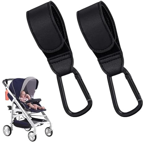 Pushchair Accessories, Universal Pram Accessories & Rollator Accessories, Non-Slip Pram Clips 2-Pack, Heavy Duty Stroller Hooks Buggy Clips, Universal Hooks for Bags Backpack, Shopping Grocery