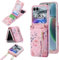 YQODSZ for Motorola Razr 2024 Wallet Flip Case with Crossbody Strap, Flower Pattern Premium Leather Card Slot Zipper Flip Cover Magnetic Buckle Women Girls Flip Case for Motorola Razr 50 2024 Pink