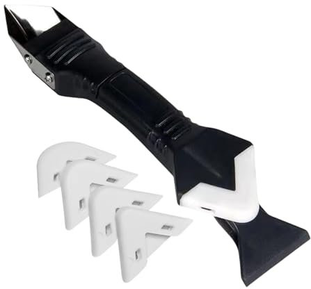 Silicone Remover Tool,Grout Removal Scraper,Sealant Caulking Finishing Tool,Includes 4 Replaceable Silicone Pads,Mastic Glue Smoother tool,For Kitchen,Bathroom And Floor Sealing Seam Edge Cleaner