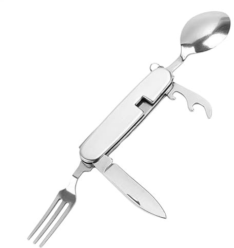 Campingbesteck Klappbar 4-in-1 Wanderbesteck-Set Outdoor Survival Besteck Set Multitools-Besteck, Camping-Picknick-Utensilien Perfekt Für Camping Und Wandern Picknick-Reisen