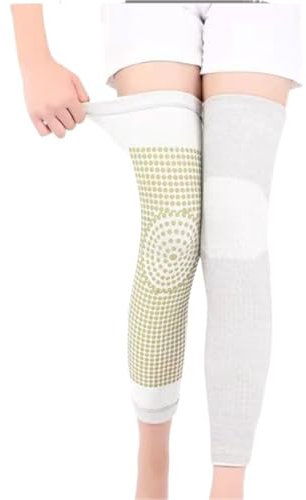 REIFOR Knieschützer Knieschoner Damen Herren Elastische Warme Kompressionshülse Knieschützer For Volleyball-Tanzsportarten Knieschützer Wandern(White-Long,XL)